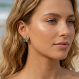 Natural Abalone Shell Stud Earrings - Iridescent Round Mother of Pearl Studs