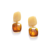 Amber & Cream Resin Drop Earrings | Vintage-Inspired Tortoiseshell Dangles