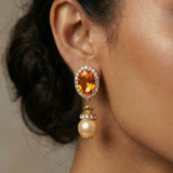 Amber Heirloom Pearl Drop Earrings - 22K Gold Vermeil