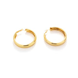 Large 22K Gold Plated Wide Hoop Earrings | Bold Flat Ribbon Hoops