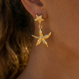 22K Gold Plated Starfish Drop Earrings | Coastal Minimalist Jewelry