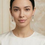 Sterling Silver Infinity Baroque Pearl Earrings | Sleek Modern Pearl Drops