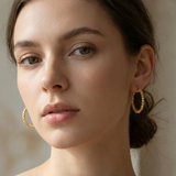 22K Gold Vermeil Textured Twist Hoop Earrings | Vintage Inspired