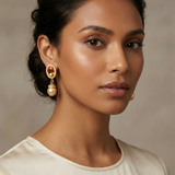 Amber Heirloom Pearl Drop Earrings - 22K Gold Vermeil