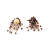 Bronze Crystal Cluster Fringe Statement Earrings