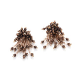 Bronze Crystal Cluster Fringe Statement Earrings