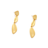Brushed 22K Gold Vermeil Organic Shape Drop Earrings
