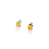 Classic Round Solitaire Stud Earrings - Colorful Gemstone Birthstone Jewelry