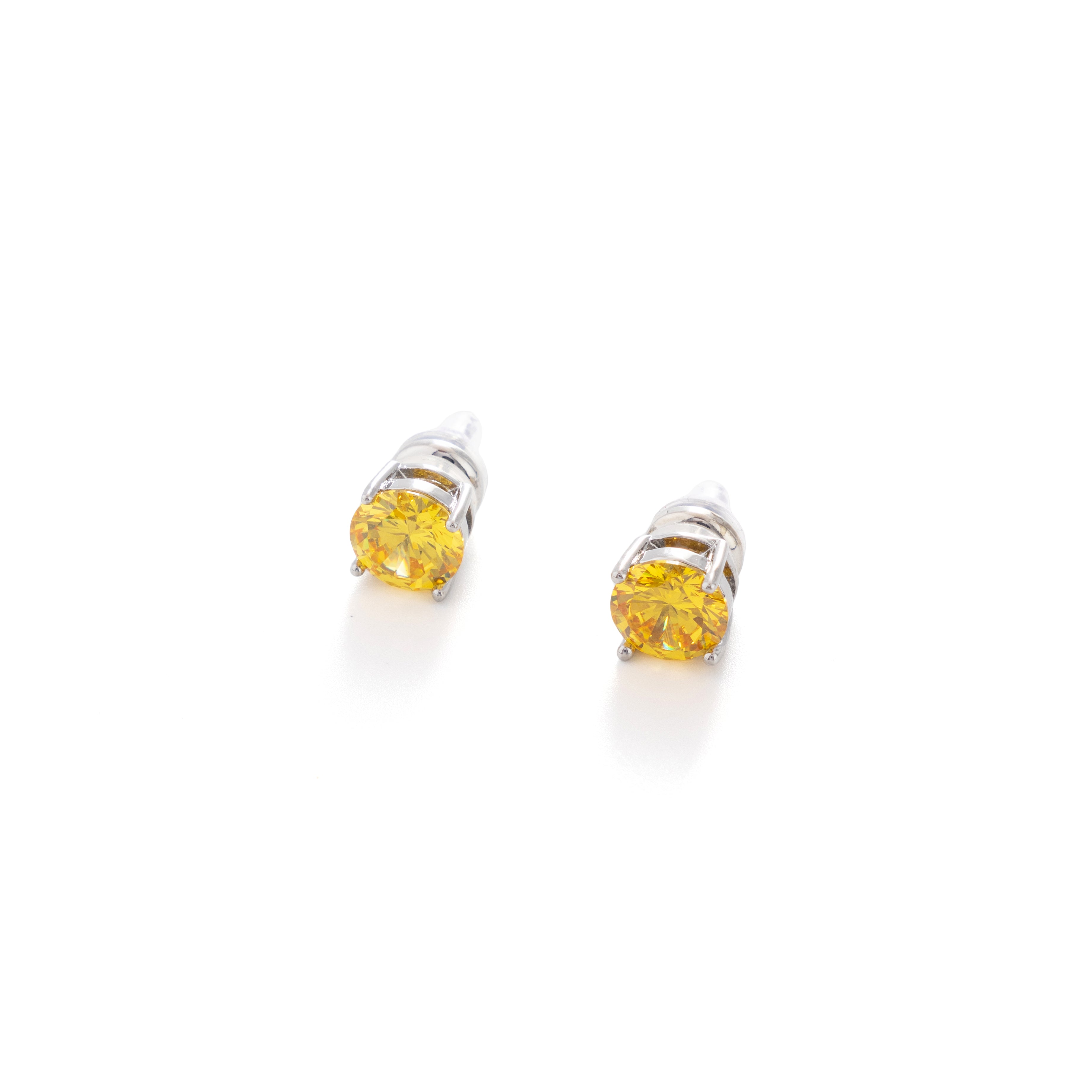 Classic Round Solitaire Stud Earrings - Colorful Gemstone Birthstone Jewelry