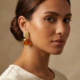 Amber & Cream Resin Drop Earrings | Vintage-Inspired Tortoiseshell Dangles