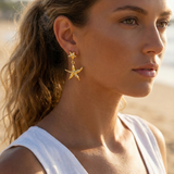 22K Gold Plated Starfish Drop Earrings | Coastal Minimalist Jewelry