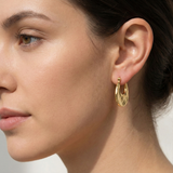 18K Gold Plated Crescent Moon Hoops: Minimalist Tapered Earrings