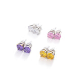 Classic Round Solitaire Stud Earrings - Colorful Gemstone Birthstone Jewelry