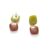 Olive & Brown Resin Drop Earrings | Earth Tone Geometric Dangles