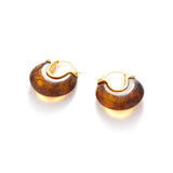 Vintage Baroque Amber Resin Drop Earrings - Gold Etched Sphere Statement Jewelry