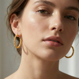Gold Hoop Earrings With Risted Rope Chain