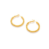 Gold Hoop Earrings With Risted Rope Chain