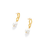 22K Gold Infinity Baroque Pearl Earrings | Minimalist Pearl Drops
