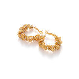 Twisted Gold Hoop Earrings with Pavé Crystals - Textured Huggie Hoops