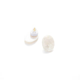 Vintage Baroque Oval Stud Earrings with Mother of Pearl Finish