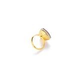18K Gold Plated Triangle Amethyst Zirconia Statement Ring