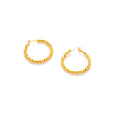 Gold Hoop Earrings With Risted Rope Chain