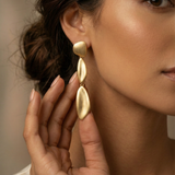 Brushed 22K Gold Vermeil Organic Shape Drop Earrings