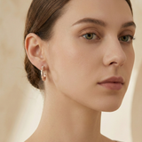 22K Rose Gold Vermeil Faceted Hoop Earrings | Pave Diamond Geometric Hoops
