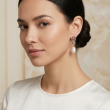 Sterling Silver Infinity Baroque Pearl Earrings | Sleek Modern Pearl Drops