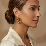 22K Gold Plated Wide Flat Hoop Earrings | Chunky Minimalist Gold Hoops