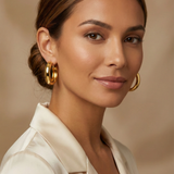 22K Gold Plated Wide Flat Hoop Earrings | Chunky Minimalist Gold Hoops