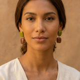 Olive & Brown Resin Drop Earrings | Earth Tone Geometric Dangles