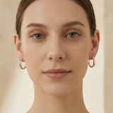 22K Rose Gold Vermeil Faceted Hoop Earrings | Pave Diamond Geometric Hoops