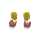 Olive & Brown Resin Drop Earrings | Earth Tone Geometric Dangles