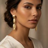 Brushed 22K Gold Vermeil Organic Shape Drop Earrings