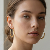 22K Gold Vermeil Pavé Crystal Medium Hoop Earrings