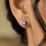 Classic Round Solitaire Stud Earrings - Colorful Gemstone Birthstone Jewelry