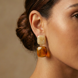 Amber & Cream Resin Drop Earrings | Vintage-Inspired Tortoiseshell Dangles