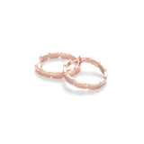 22K Rose Gold Vermeil Faceted Hoop Earrings | Pave Diamond Geometric Hoops