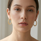 22K Gold Vermeil Textured Twist Hoop Earrings | Vintage Inspired