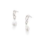 Sterling Silver Infinity Baroque Pearl Earrings | Sleek Modern Pearl Drops