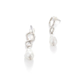Sterling Silver Infinity Baroque Pearl Earrings | Sleek Modern Pearl Drops