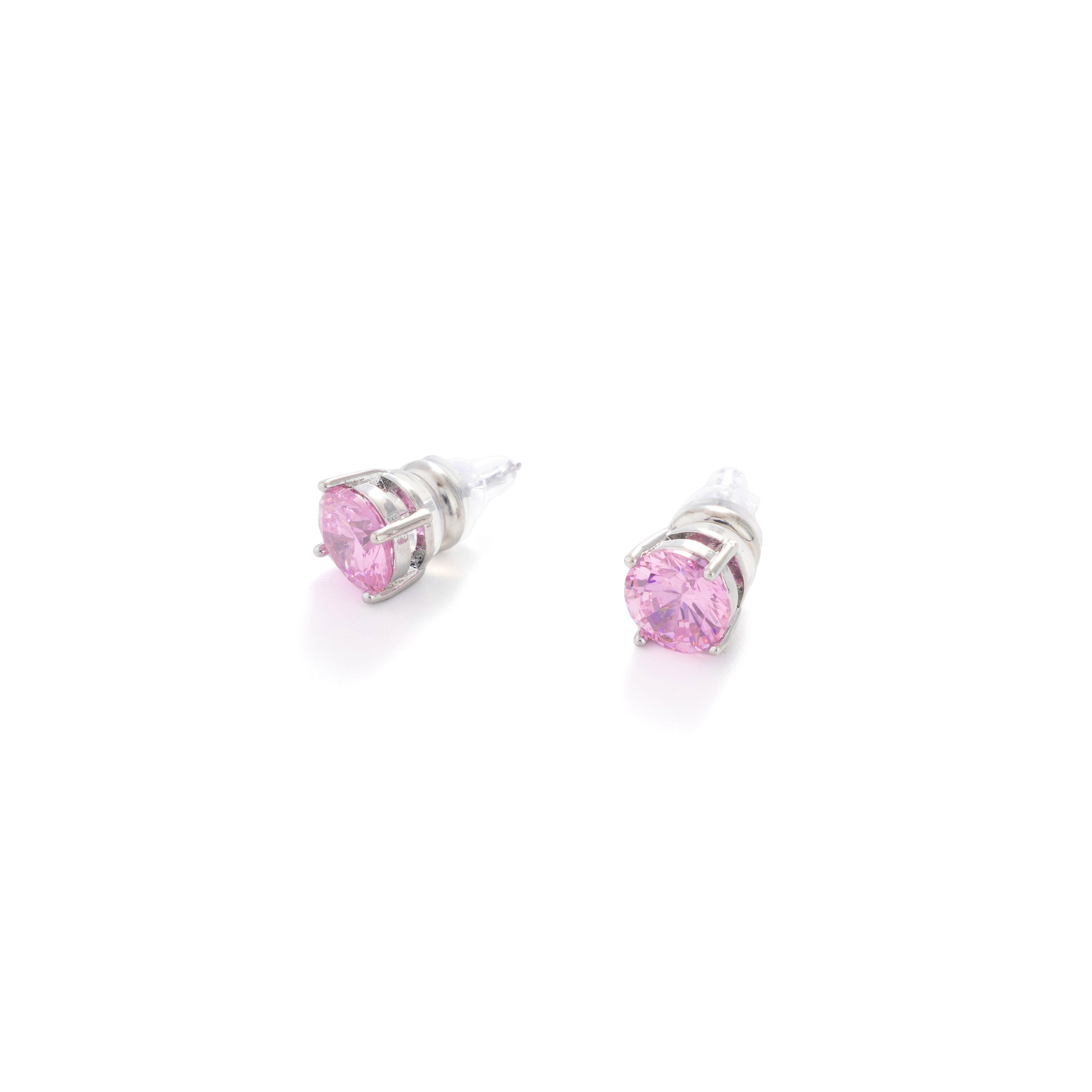 Classic Round Solitaire Stud Earrings - Colorful Gemstone Birthstone Jewelry