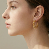 Twisted Gold Hoop Earrings with Pavé Crystals - Textured Huggie Hoops