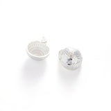 Silver Hammered Dome Button Stud Earrings