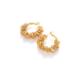Twisted Gold Hoop Earrings with Pavé Crystals - Textured Huggie Hoops