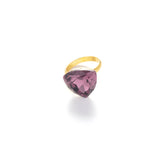 18K Gold Plated Triangle Amethyst Zirconia Statement Ring