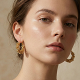 Twisted Gold Hoop Earrings with Pavé Crystals - Textured Huggie Hoops