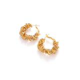 Twisted Gold Hoop Earrings with Pavé Crystals - Textured Huggie Hoops
