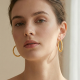 Gold Hoop Earrings With Risted Rope Chain